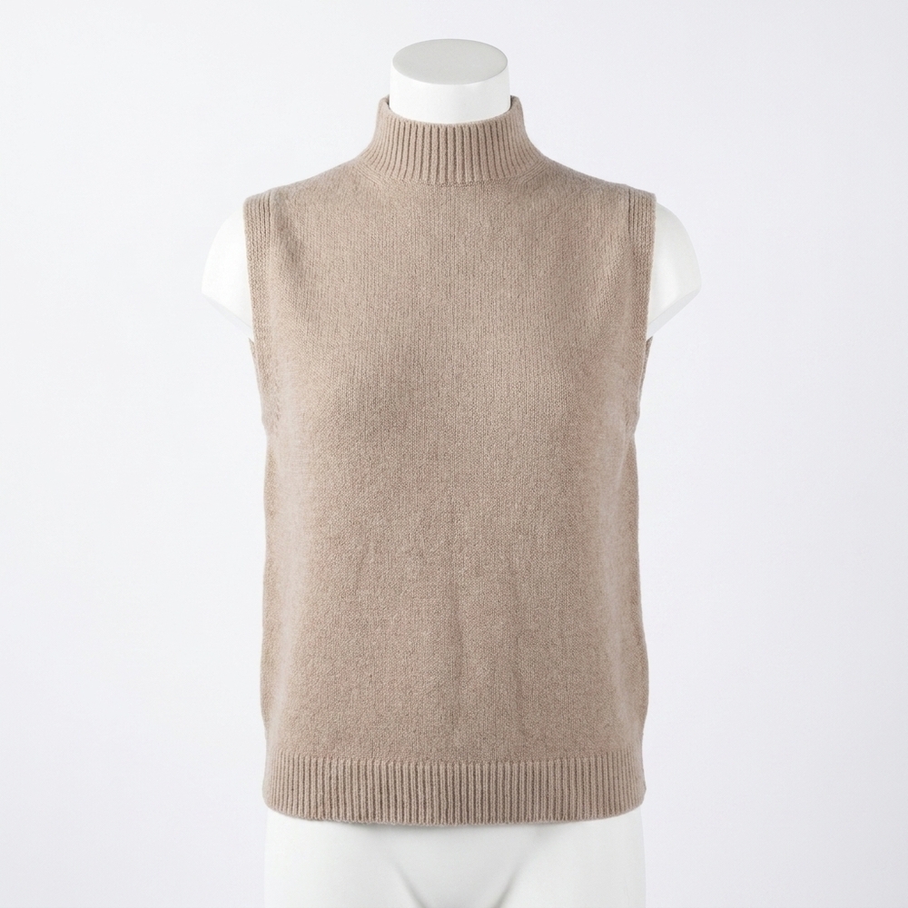 NEW MADE IN ITALY maxine high neck sleeveless sweater in taupe